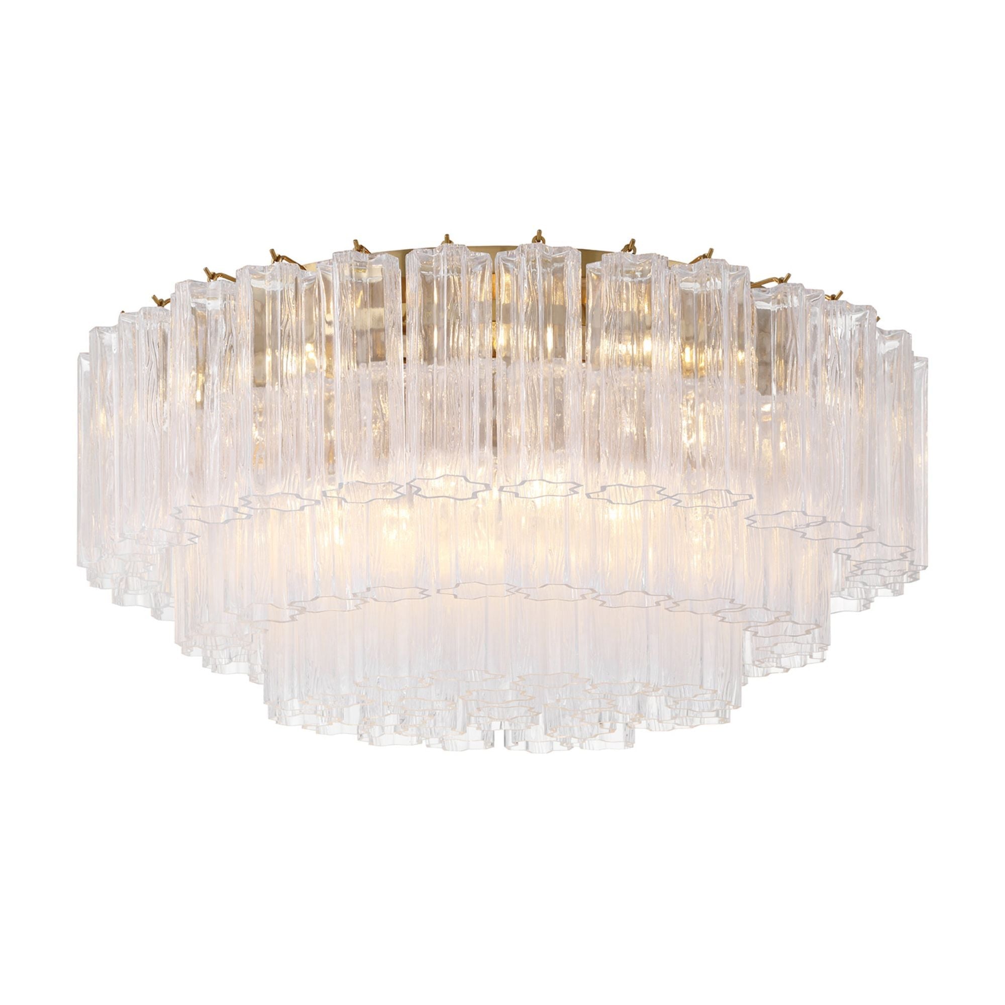 Addis 32'' Aged Brass Flush Mount Clear 32"W x 14.5"H x 32"D