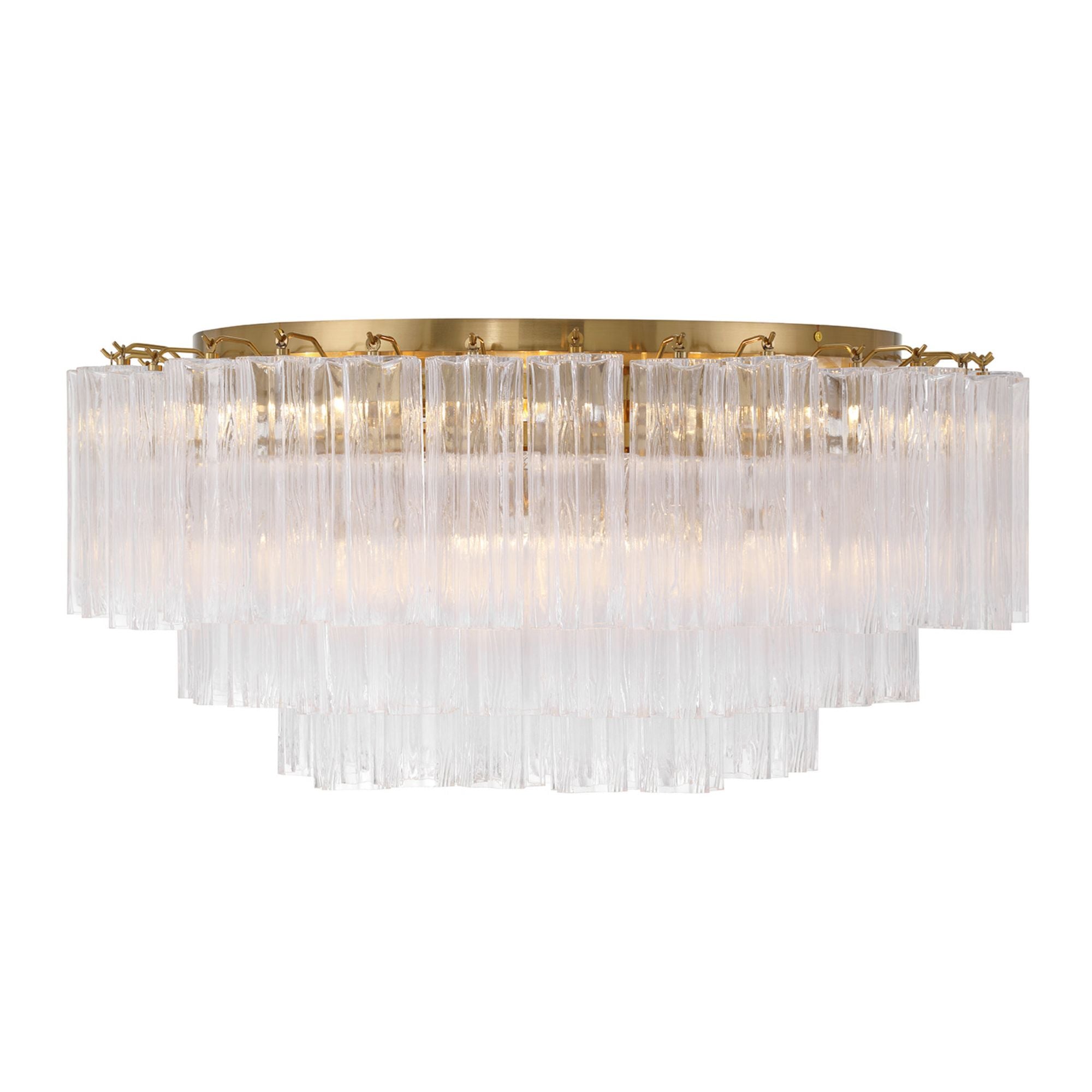 Addis 32'' Aged Brass Flush Mount Clear 32"W x 14.5"H x 32"D