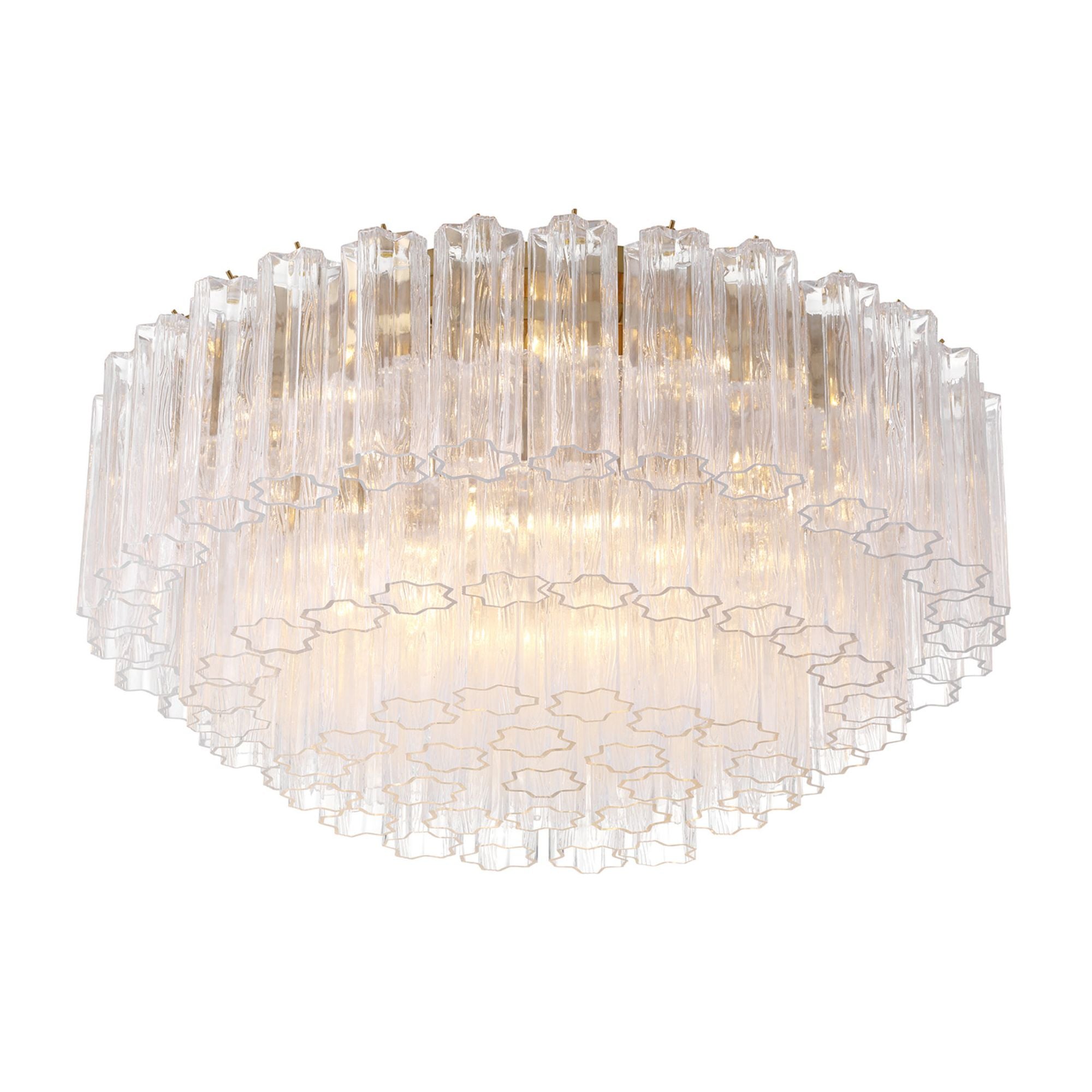 Addis 32'' Aged Brass Flush Mount Clear 32"W x 14.5"H x 32"D