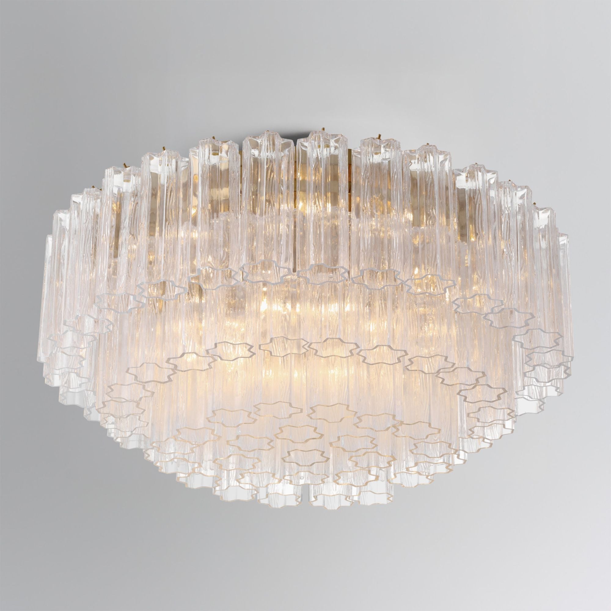 Addis 32'' Aged Brass Flush Mount Clear 32"W x 14.5"H x 32"D