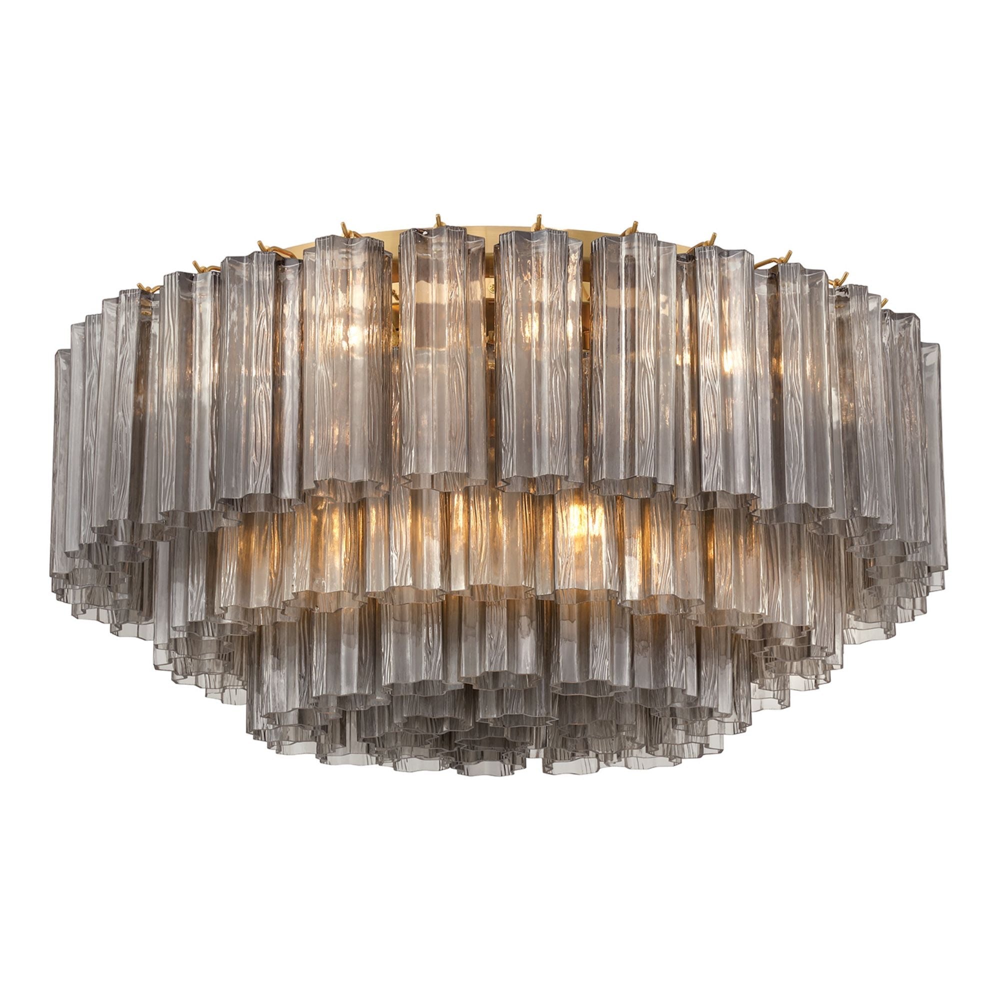 Addis 32'' Aged Brass Flush Mount Gray 32"W x 14.5"H x 32"D