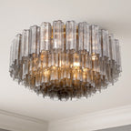 Addis 32'' Aged Brass Flush Mount Gray 32"W x 14.5"H x 32"D
