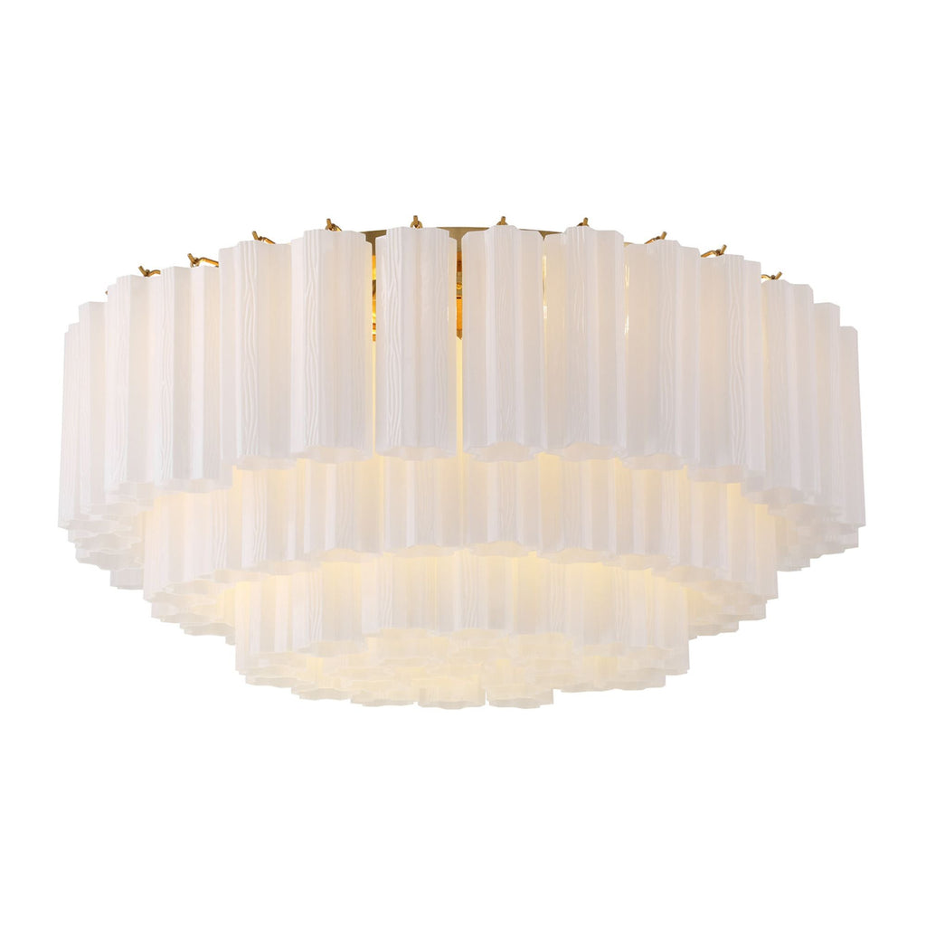 Addis 32'' Aged Brass Flush Mount White 32"W x 14.5"H x 32"D