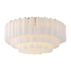 Addis 32'' Aged Brass Flush Mount White 32"W x 14.5"H x 32"D