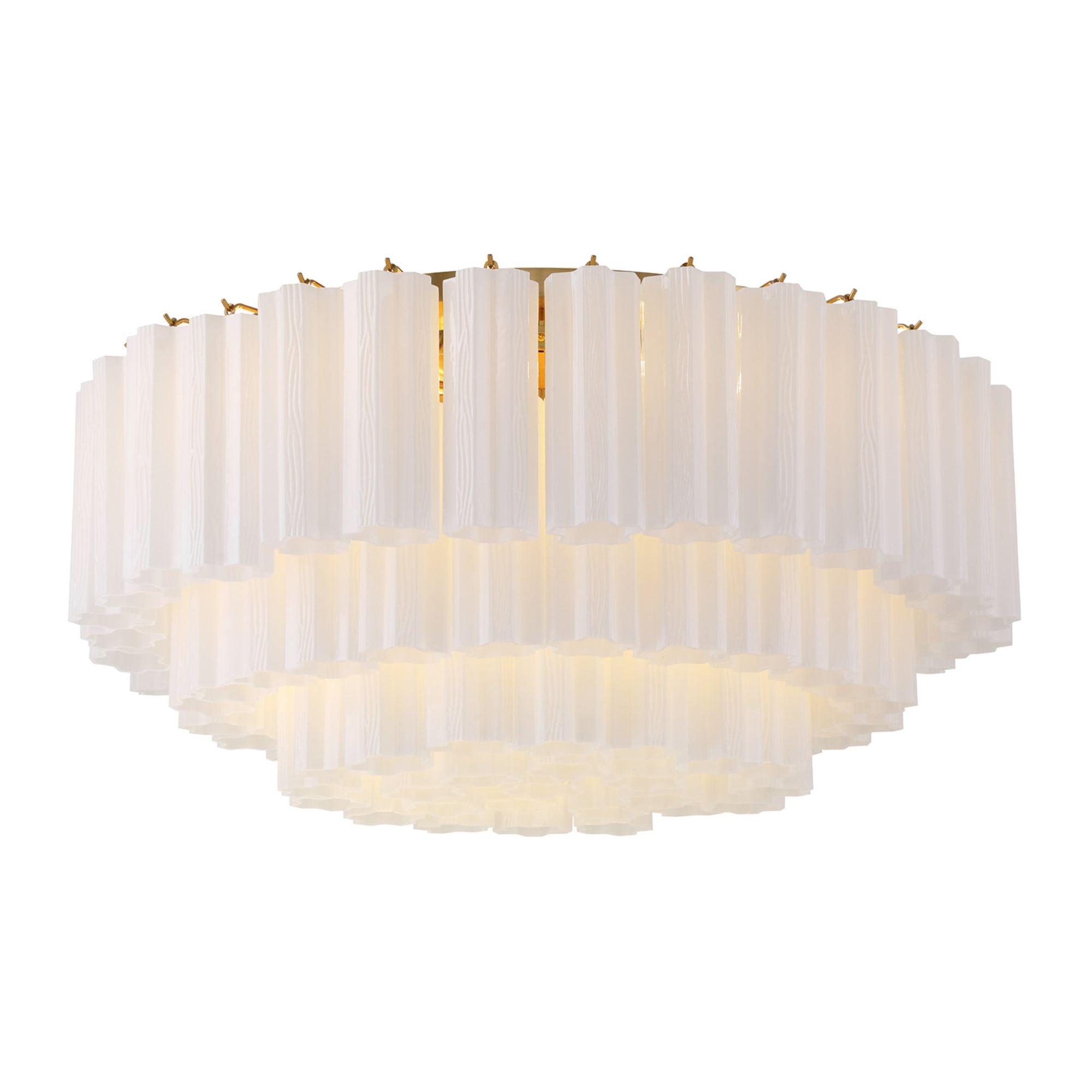 Addis 32'' Aged Brass Flush Mount White 32"W x 14.5"H x 32"D