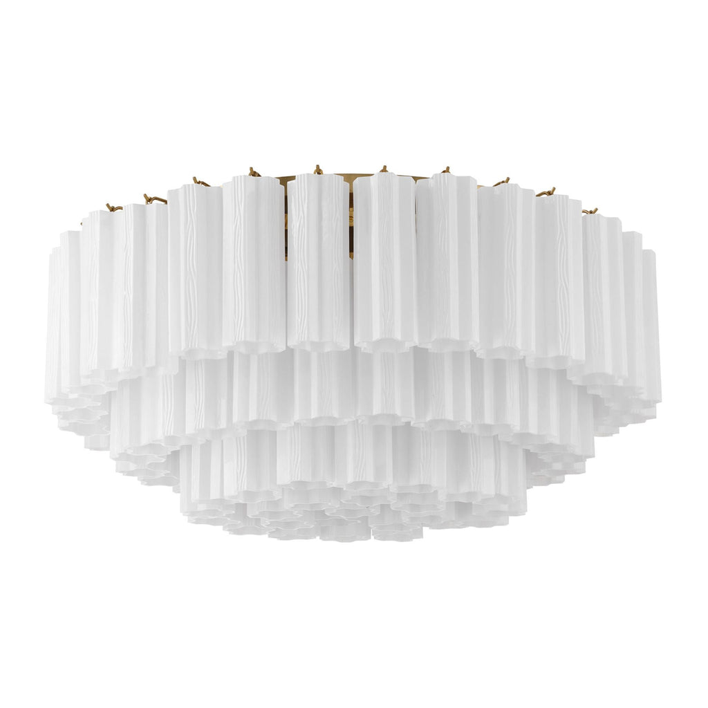 Addis 32'' Aged Brass Flush Mount White 32"W x 14.5"H x 32"D