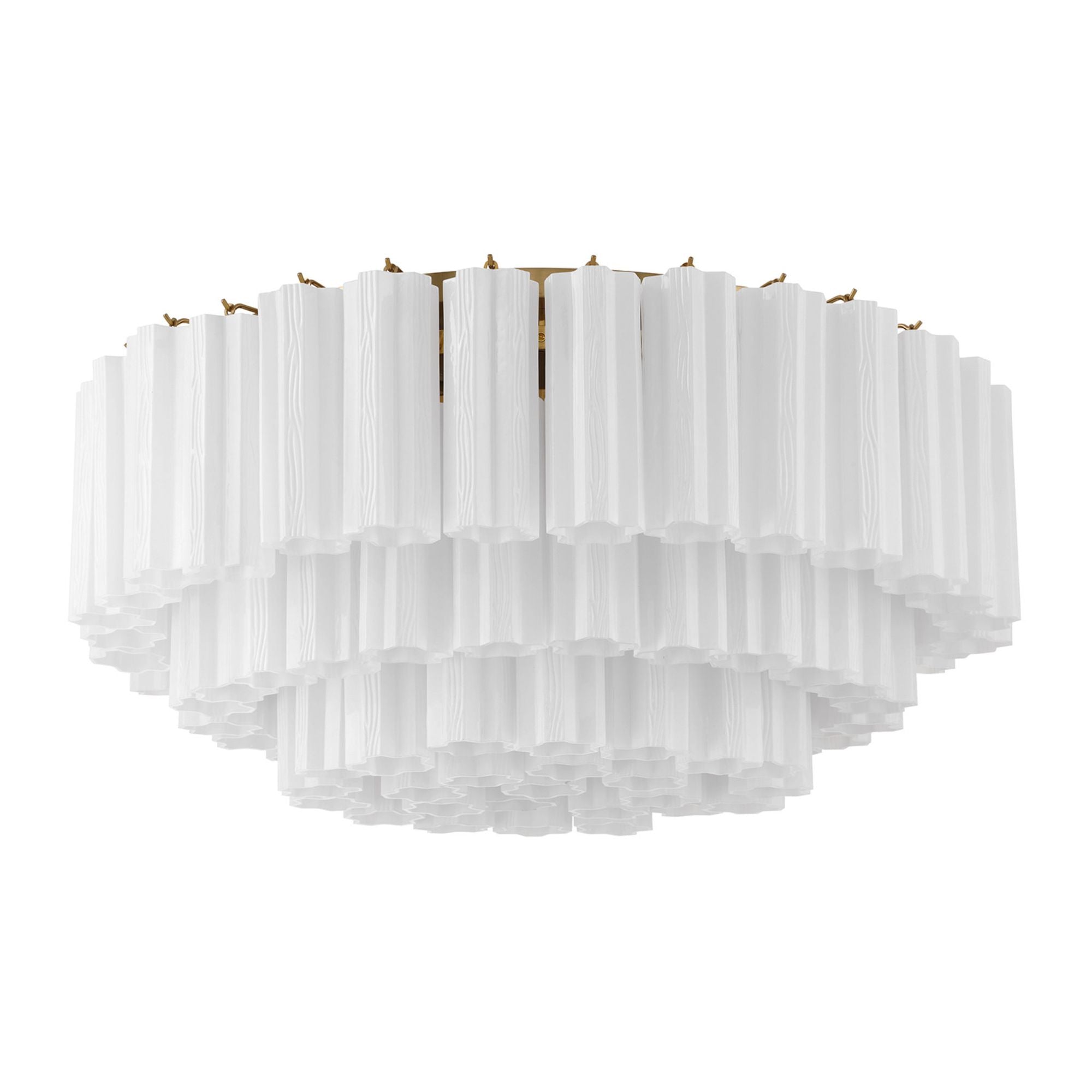 Addis 32'' Aged Brass Flush Mount White 32"W x 14.5"H x 32"D