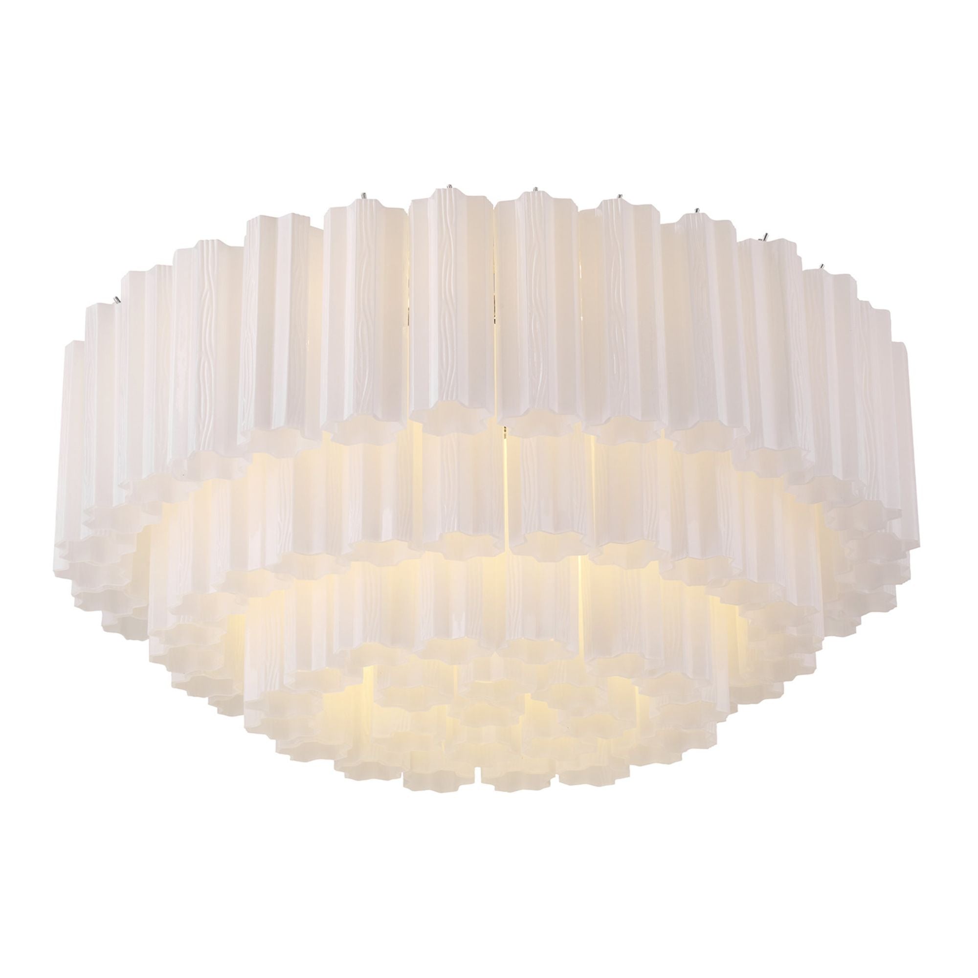 Addis 32'' Polished Chrome Flush Mount White 32"W x 14.5"H x 32"D
