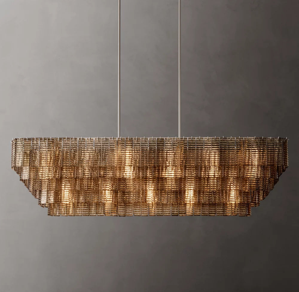 Sirene Smoke Glass Rectangular Chandelier 77"