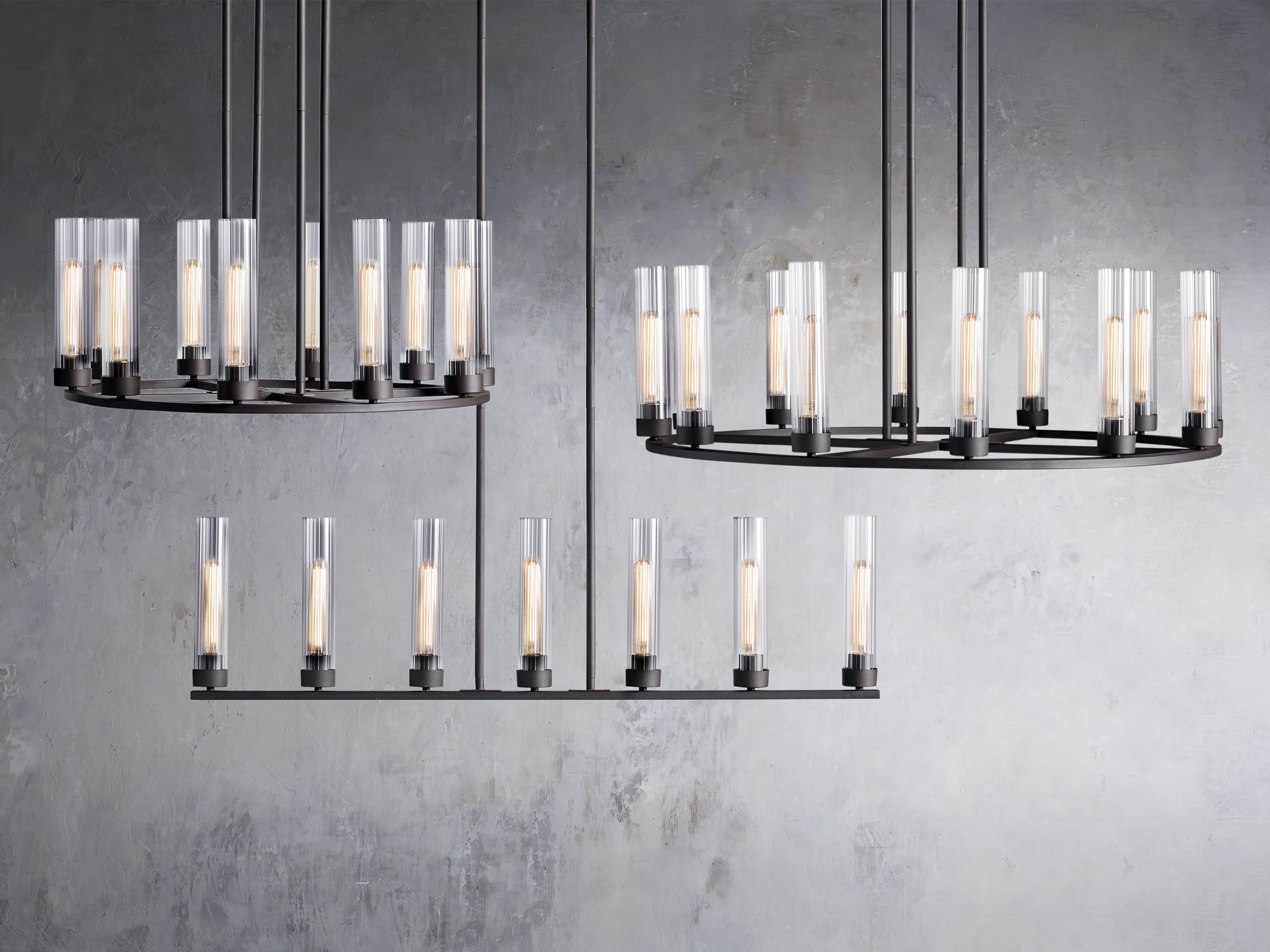 Andreas Fluted Glass Linear Chandelier