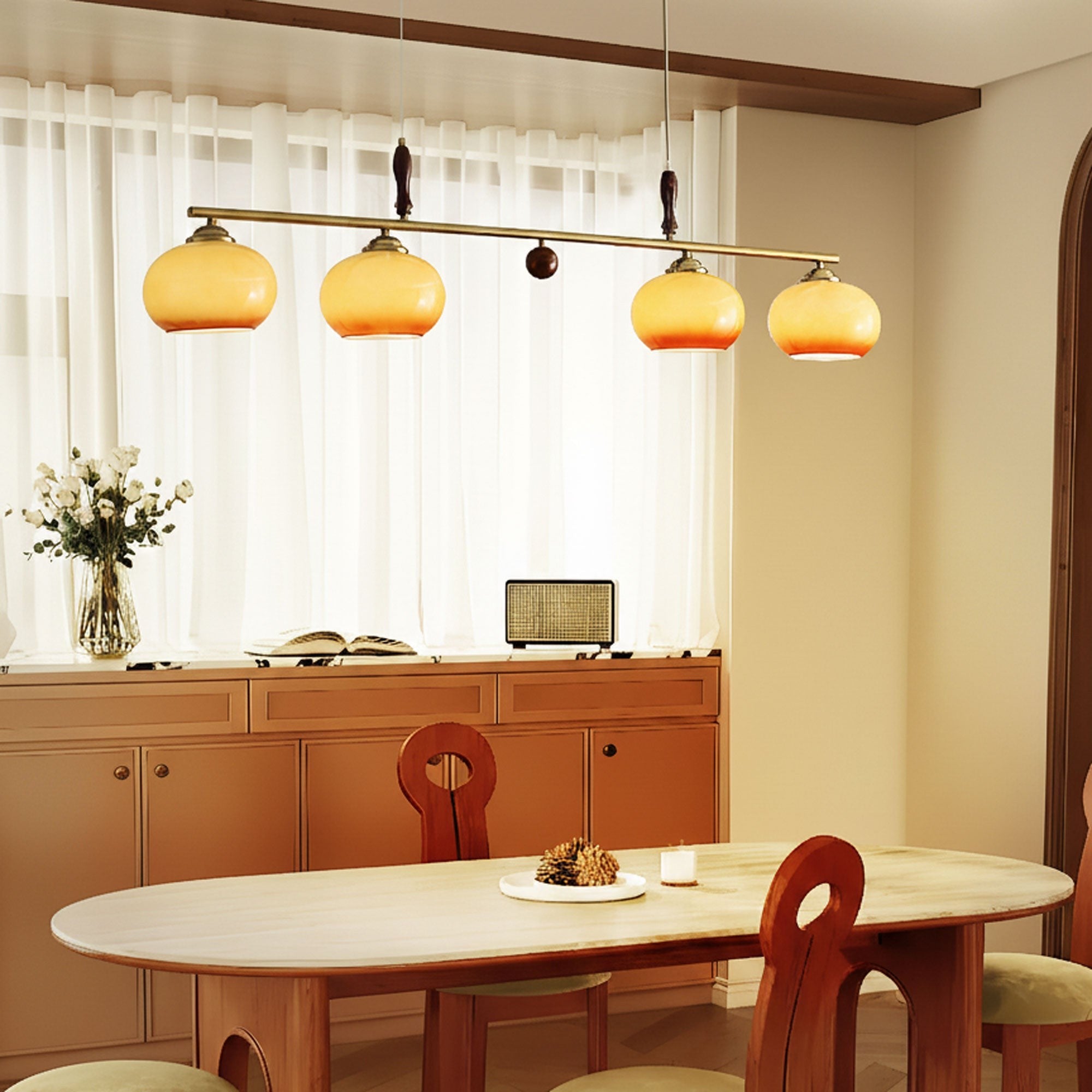 Aurelio Amber Glass Linear Pendant