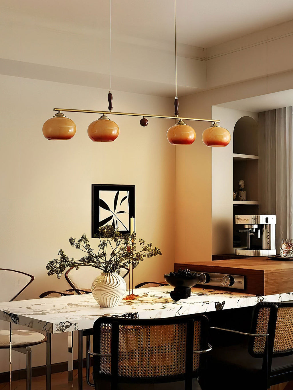 Aurelio Amber Glass Linear Pendant