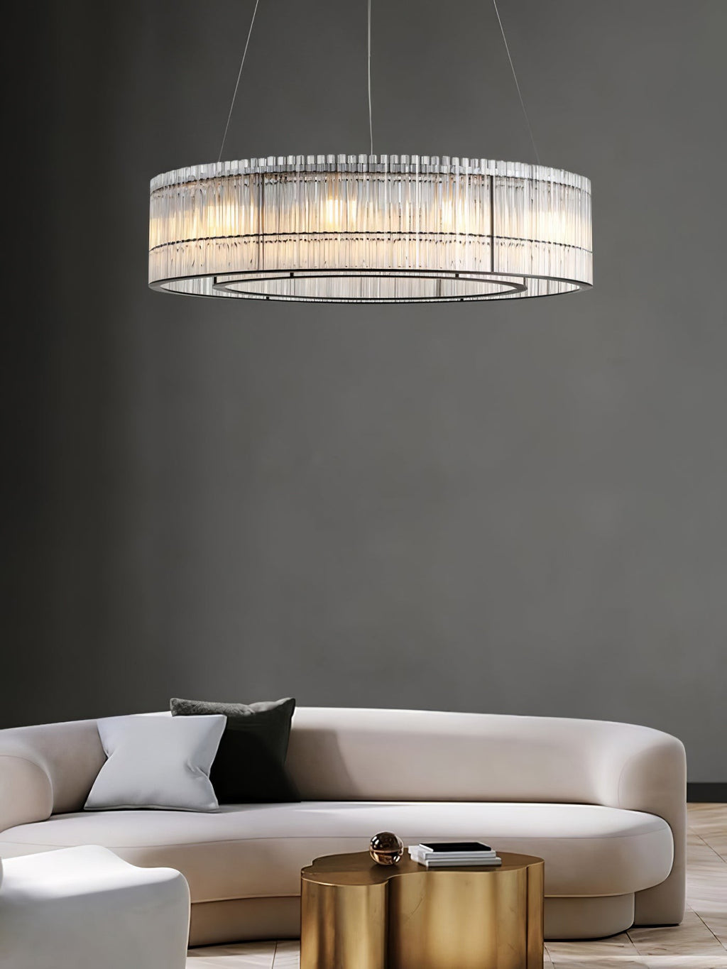 Aureon Crystal Tube Ring Chandelier