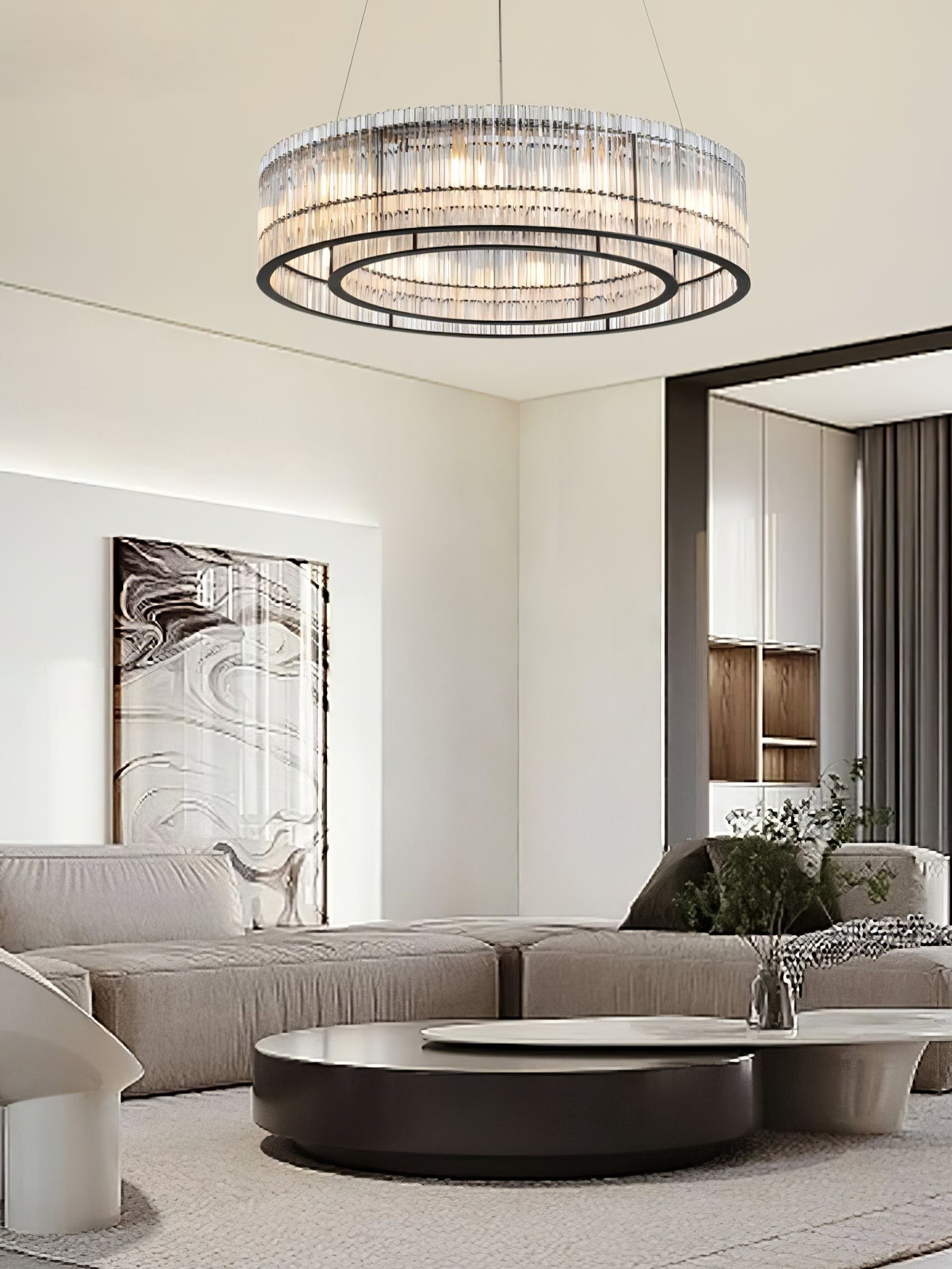 Aureon Crystal Tube Ring Chandelier