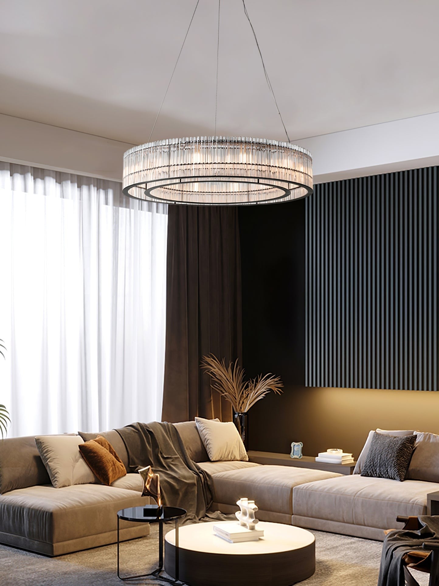 Aureon Crystal Tube Ring Chandelier