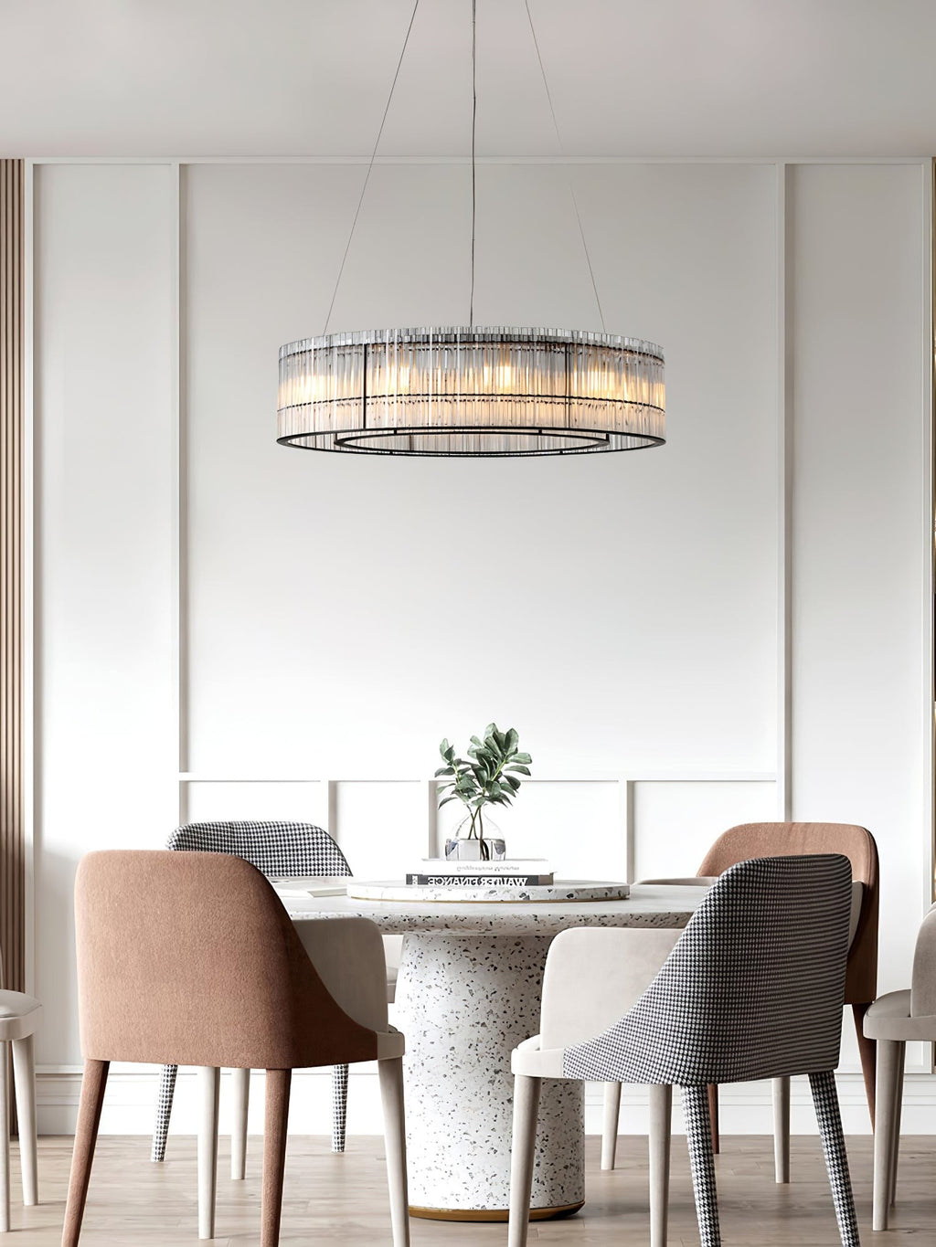 Aureon Crystal Tube Ring Chandelier