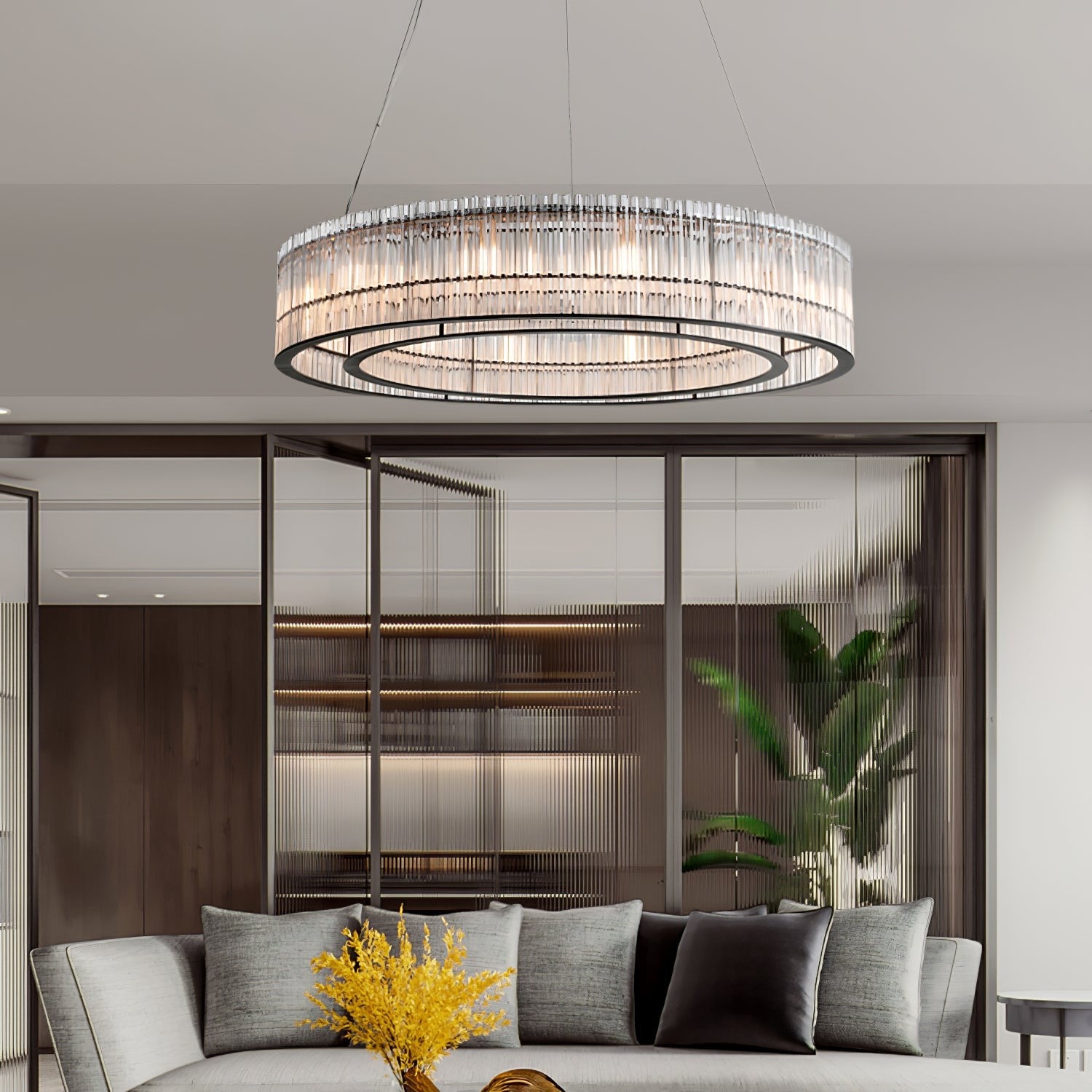 Aureon Crystal Tube Ring Chandelier
