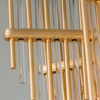 Theory 2-Light Chandelier in Gold Leaf W Polished Stainless 30L x 30W x 24.5H