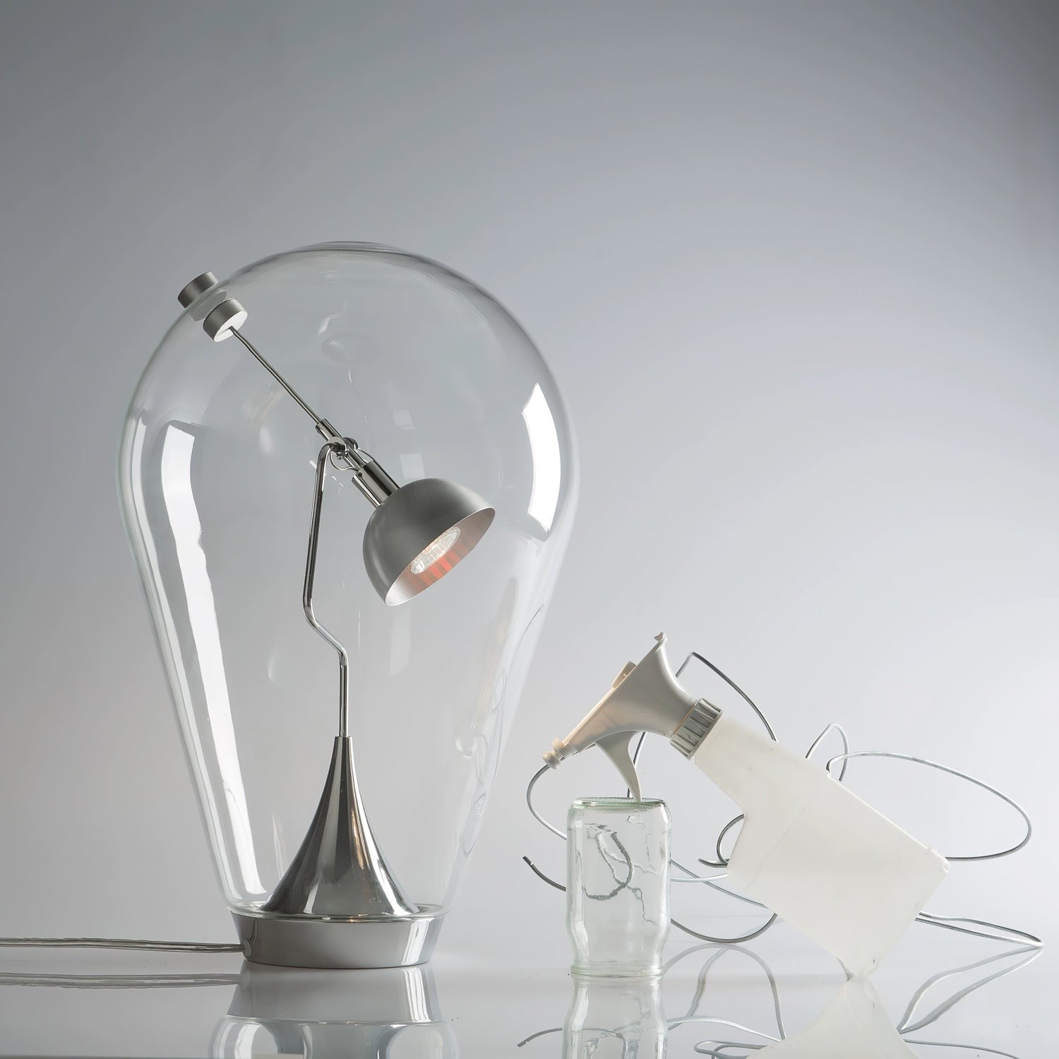 BeamGlow Rotating Glass Cylinder Table Lamp