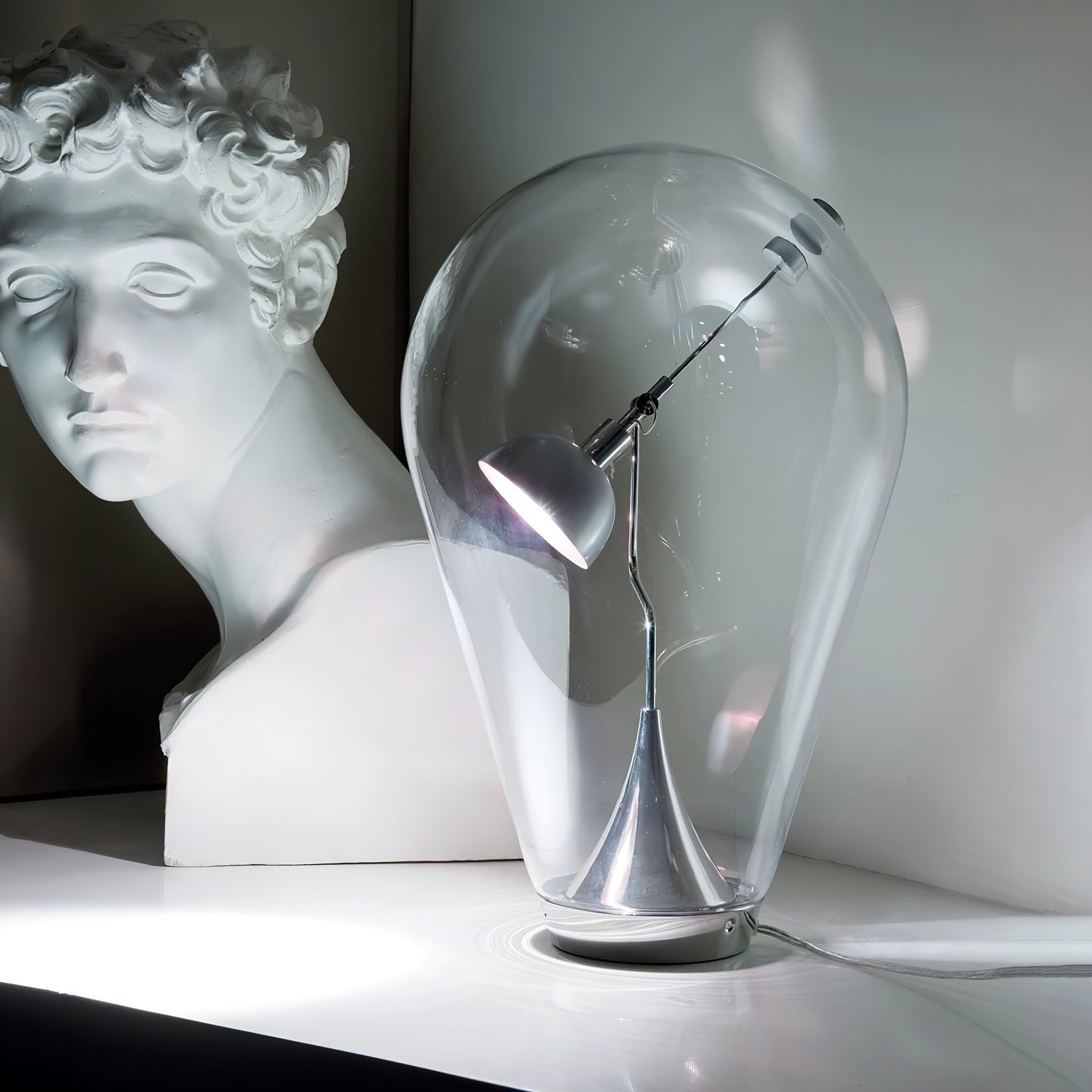 BeamGlow Rotating Glass Cylinder Table Lamp