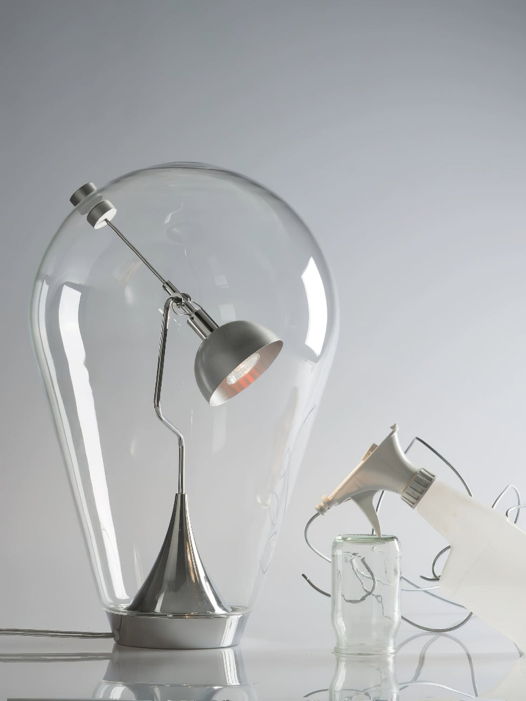 BeamGlow Rotating Glass Cylinder Table Lamp