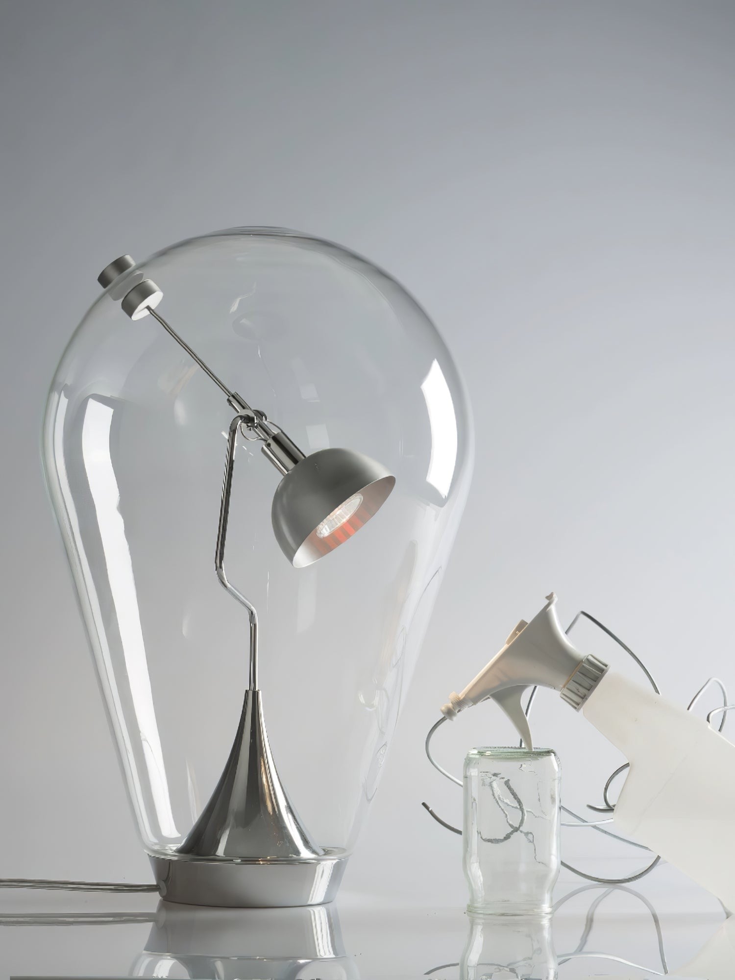 BeamGlow Rotating Glass Cylinder Table Lamp