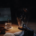 BeamGlow Rotating Glass Cylinder Table Lamp