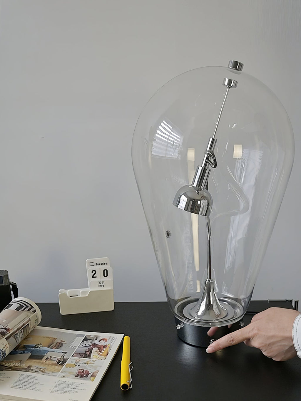 BeamGlow Rotating Glass Cylinder Table Lamp