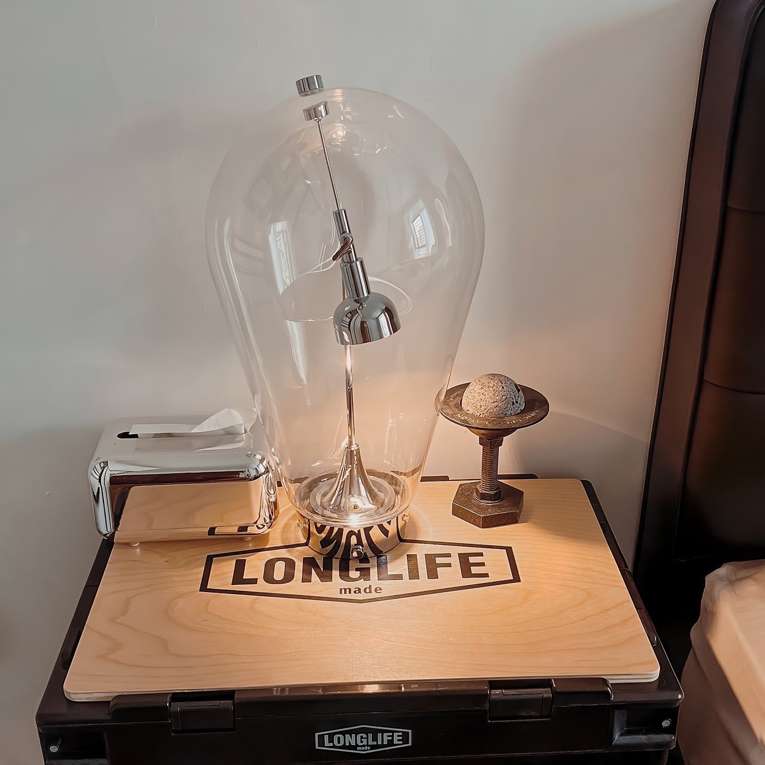BeamGlow Rotating Glass Cylinder Table Lamp