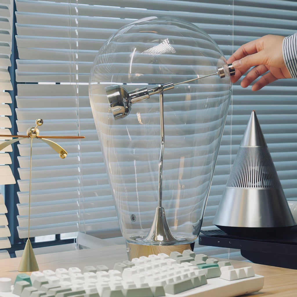 BeamGlow Rotating Glass Cylinder Table Lamp