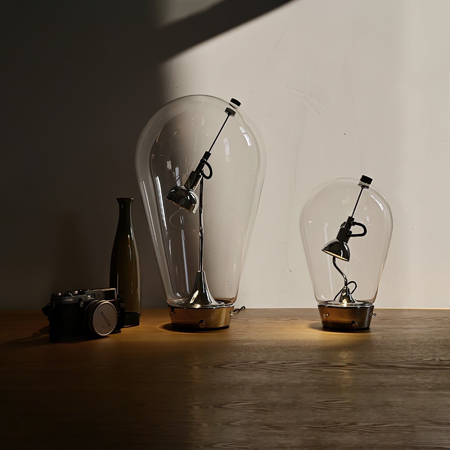 BeamGlow Rotating Glass Cylinder Table Lamp