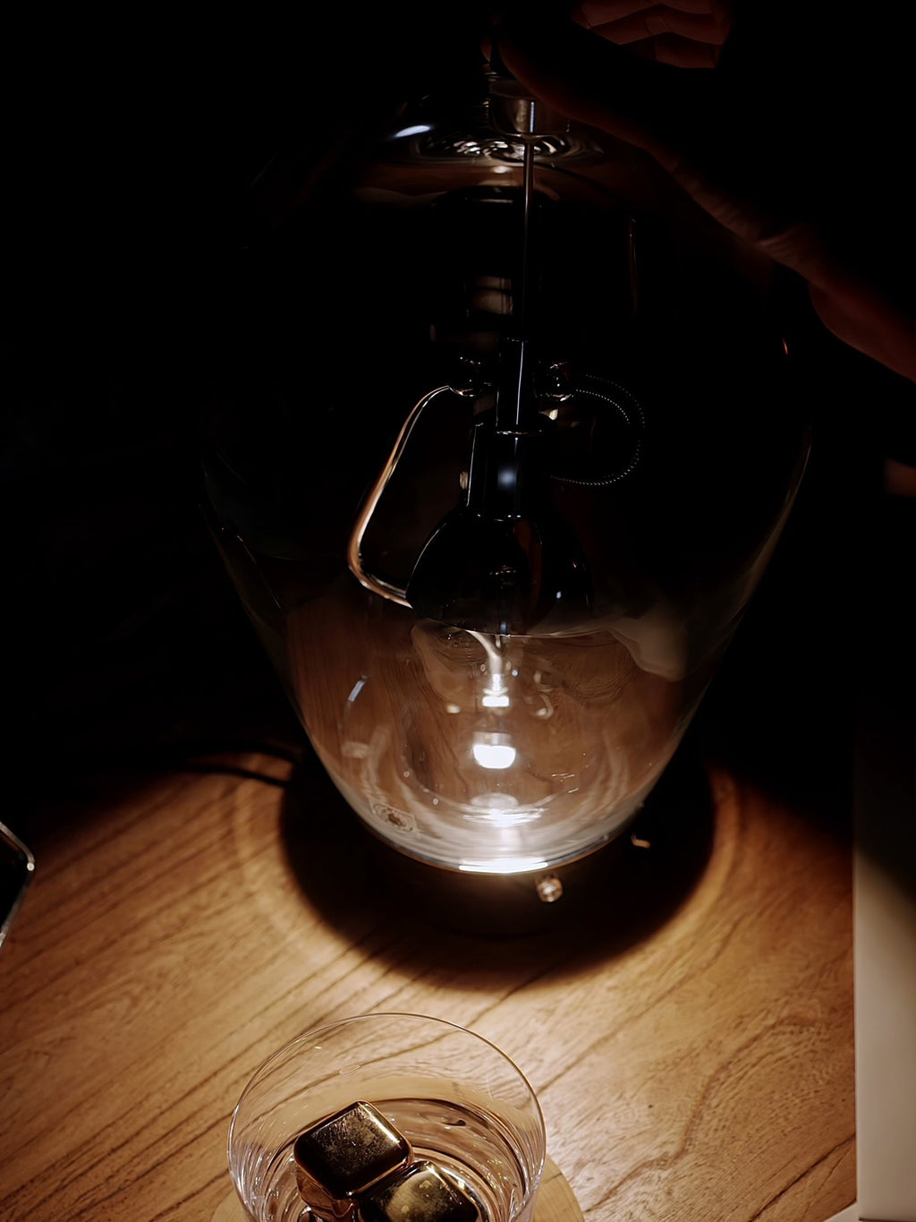 BeamGlow Rotating Glass Cylinder Table Lamp
