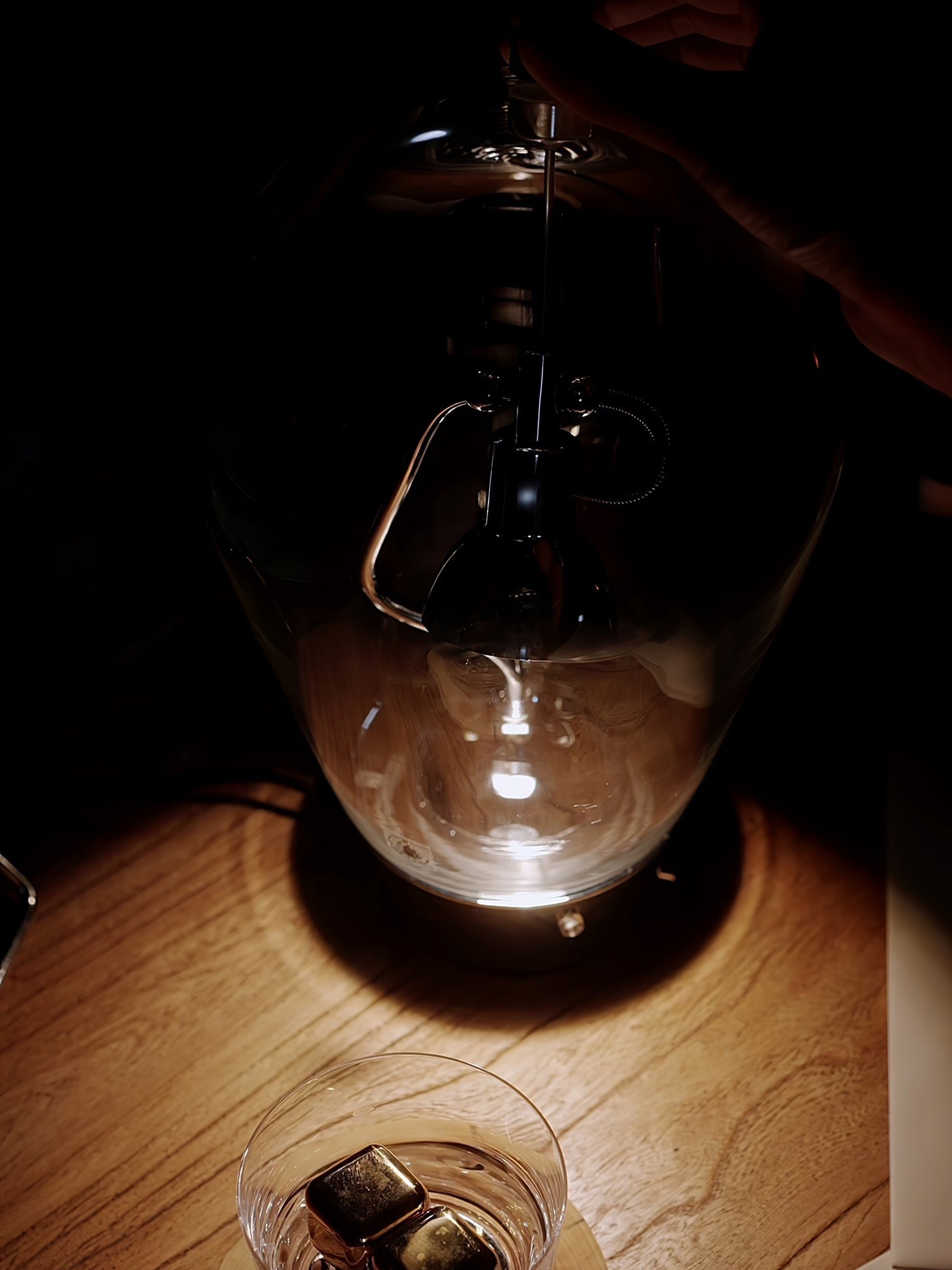 BeamGlow Rotating Glass Cylinder Table Lamp