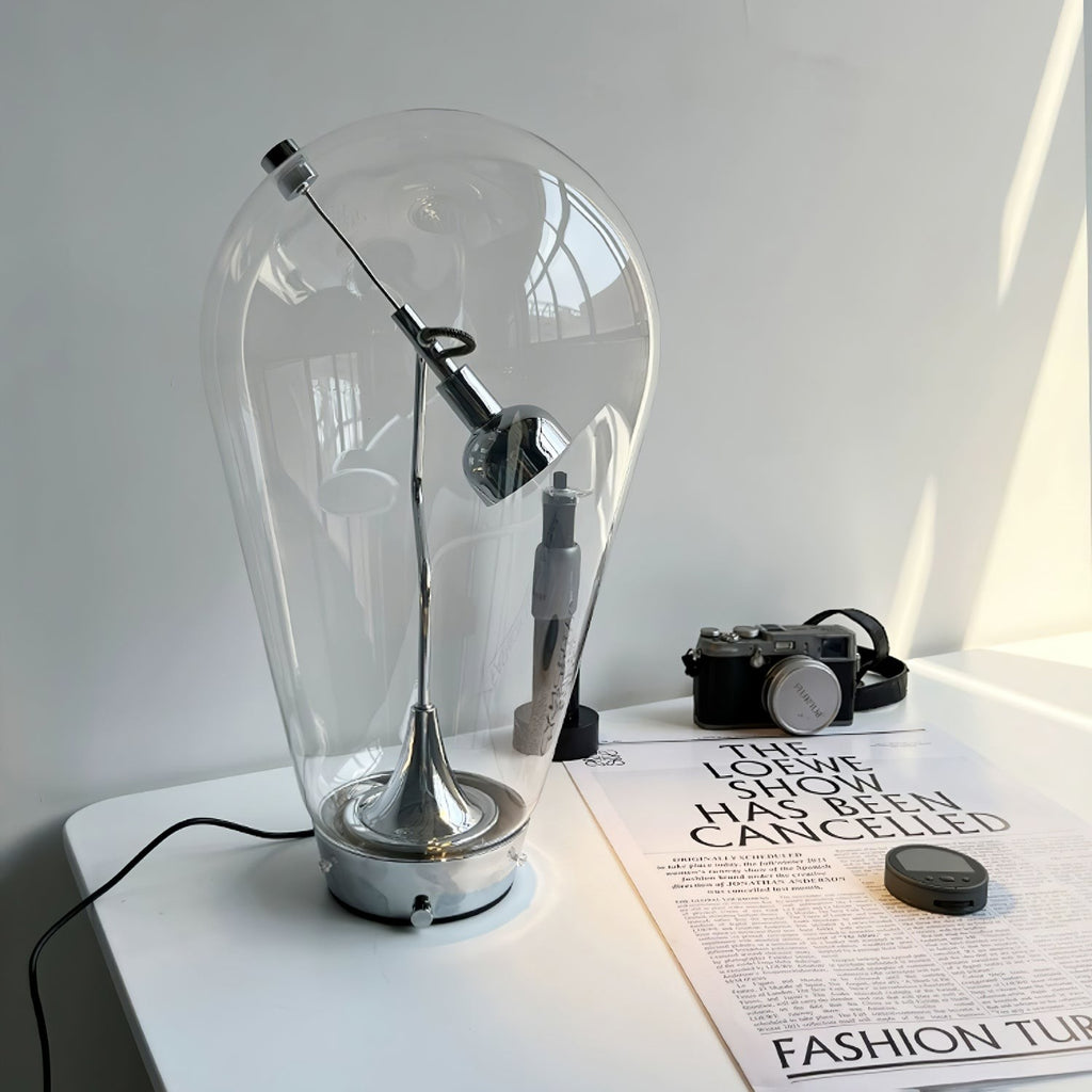 BeamGlow Rotating Glass Cylinder Table Lamp
