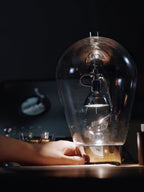 BeamGlow Rotating Glass Cylinder Table Lamp