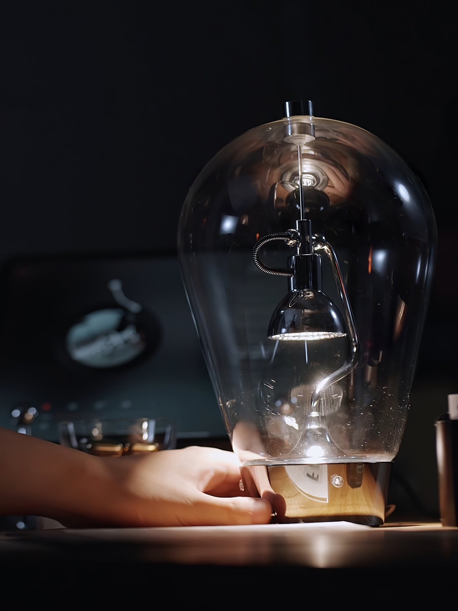 BeamGlow Rotating Glass Cylinder Table Lamp