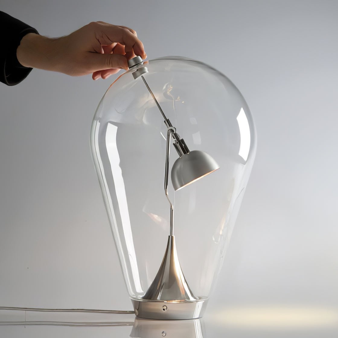 BeamGlow Rotating Glass Cylinder Table Lamp