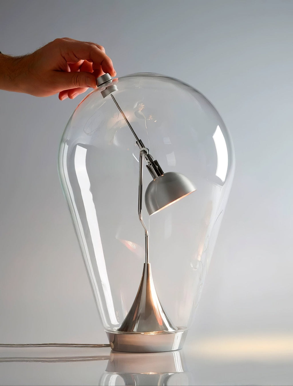 BeamGlow Rotating Glass Cylinder Table Lamp