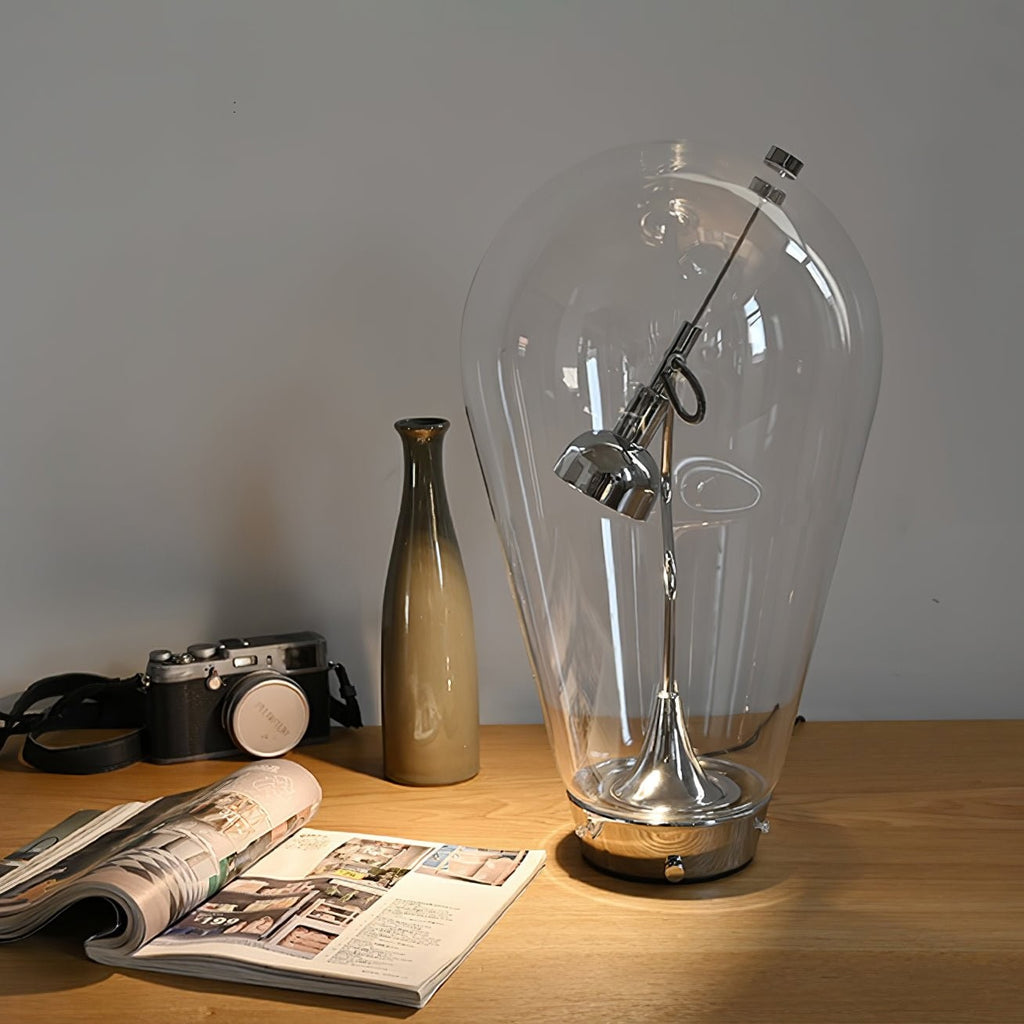 BeamGlow Rotating Glass Cylinder Table Lamp