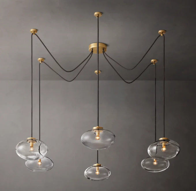 Cabrette Clear Glass Suspended Chandelier 84"