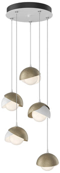 Brooklyn 16"W 5-Light Soft Gold Accented White Long Double Shade Penda