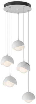 Brooklyn 16"W 5-Light White Accented White Long Opal Double Shade Pend