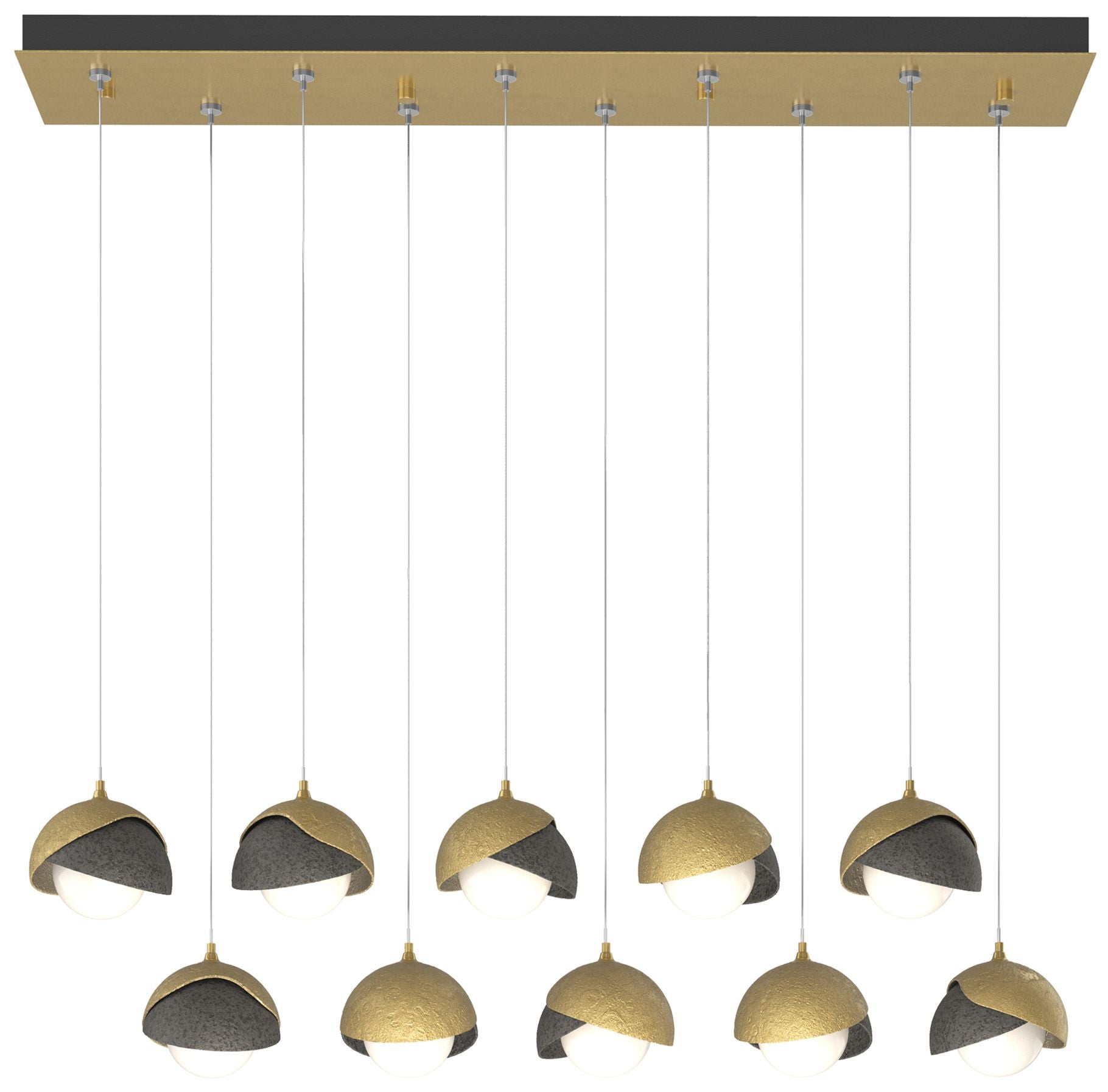 Brooklyn 44.5" Brass & Iron Rectangular Long 2-Shade Pendant