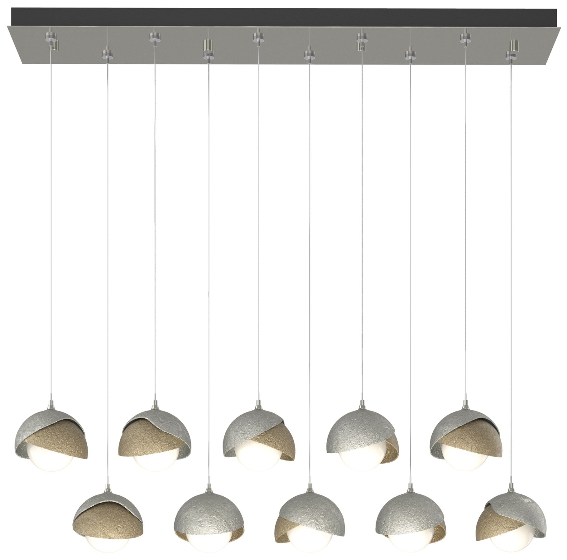 Brooklyn 44.5" Sterling & Gold Rectangular Long 2-Shade Pendant