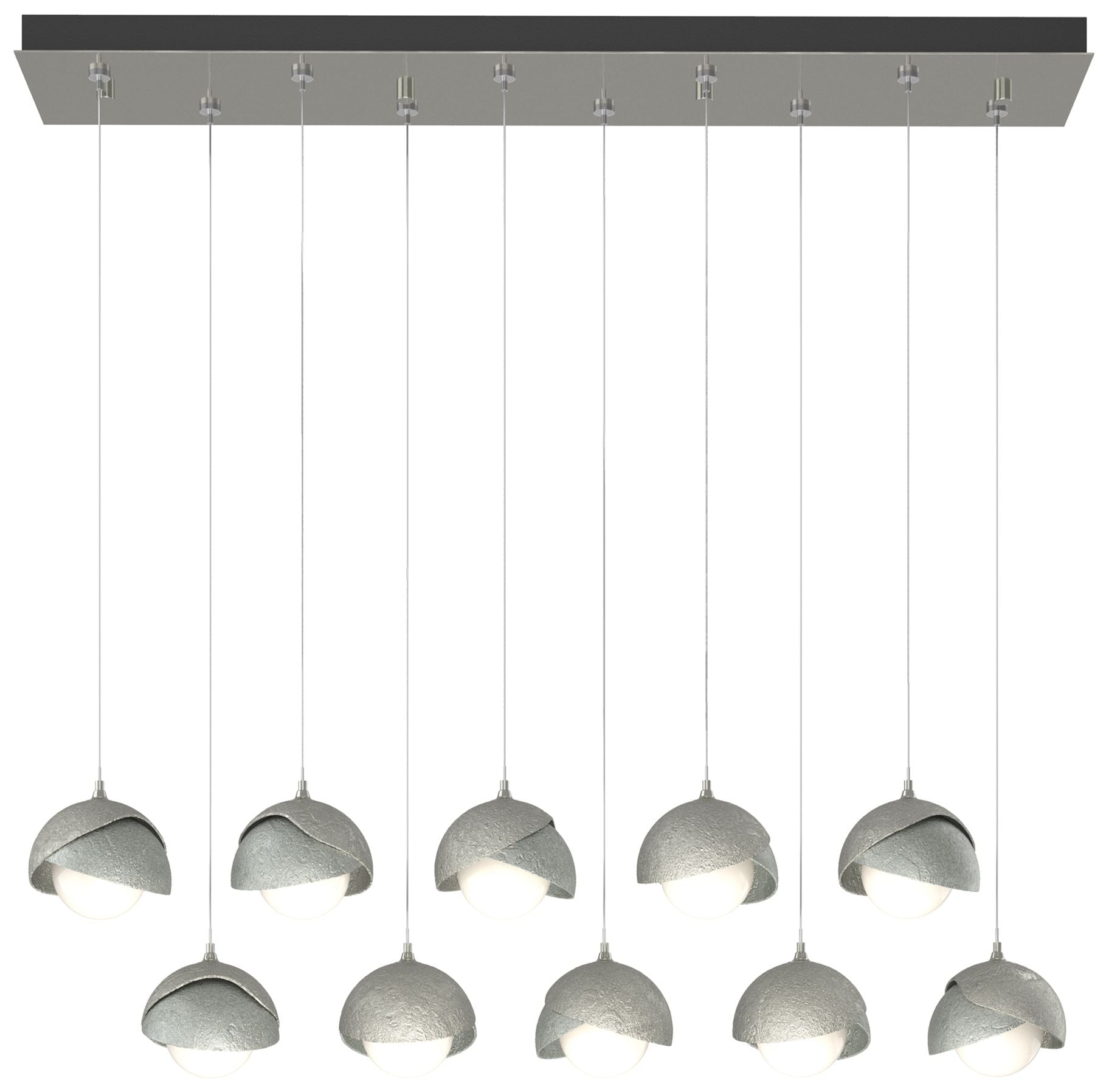 Brooklyn 44.5" Sterling & Platinum Rectangular Long 2-Shade Pendan
