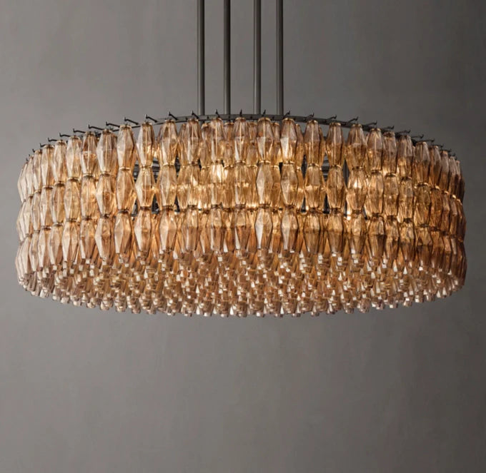 Chiara Smoke Glass Round Chandelier 62"