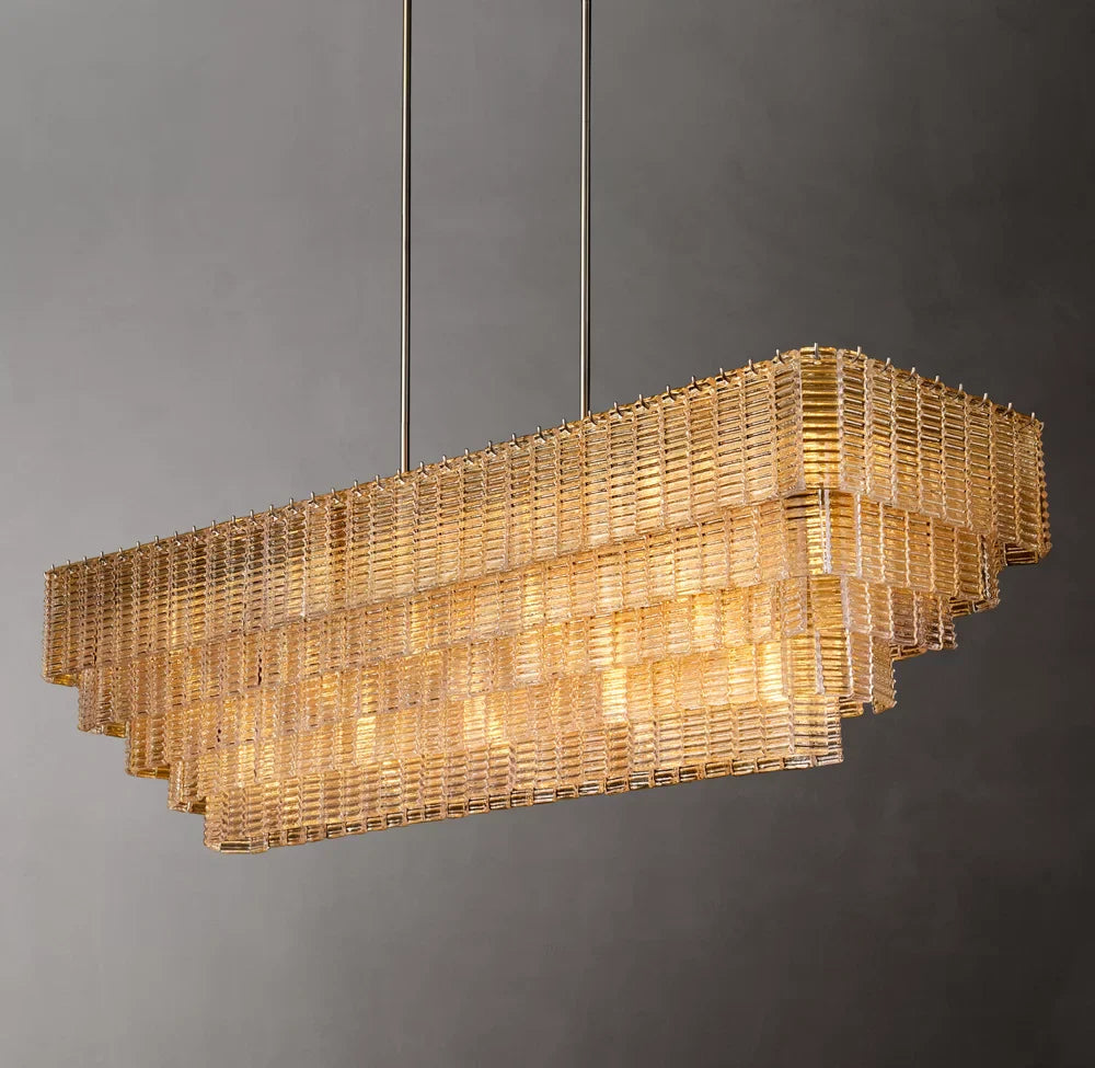 Sirene Clear Glass Rectangular Chandelier 77"