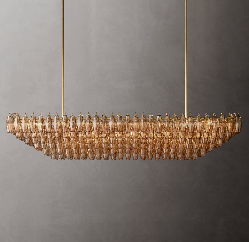 Chiara Smoke Glass Tiered Rectangular Chandelier 74"