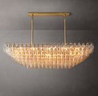 Chiara Clear Glass Tiered Rectangular Chandelier 54"