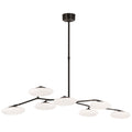 Champalimaud Brindille XL Articulating Linear Chandelier in Gun Metal with White Glass Ceiling Light W61.25" x 30"